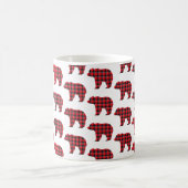 Bear Shaped Plaid Red Black Buffalo Koffiemok (Center)