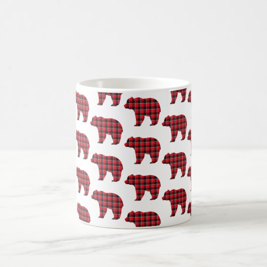 Bear Shaped Plaid Red Black Buffalo Koffiemok (Center)