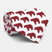 Bear Shaped Plaid Red Black Buffalo Neck Tie Stropdas (Opgerold)