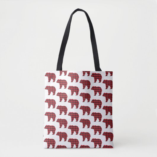 Bear Shaped Plaid Red Black Buffalo Tote Bag (Voorkant)