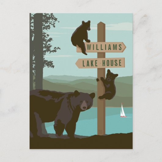 Bear Sign Post Briefkaart (Voorkant)