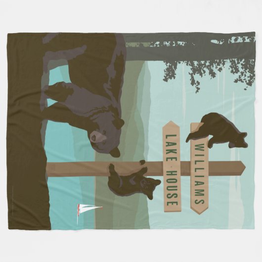 Bear Sign Post Fleece Deken (Voorkant (Horizontaal))