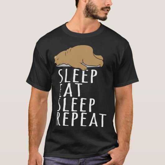 Bear Sleep Eat Repeat Slogan Nightdress T-shirt (Voorkant)