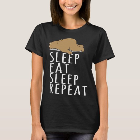 Bear Sleep Eat Repeat Slogan Nightdress T-shirt (Voorkant)