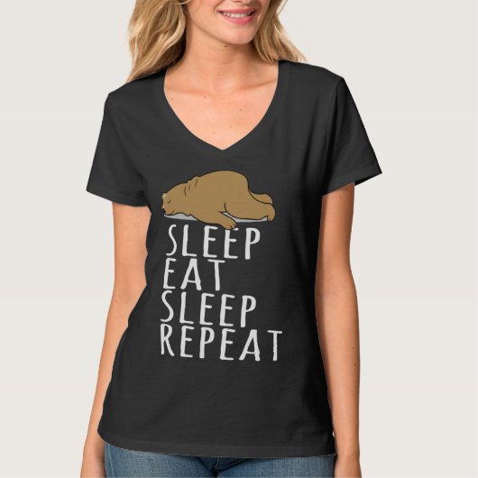 Bear Sleep Eat Repeat Slogan Nightdress T-shirt (Voorkant)