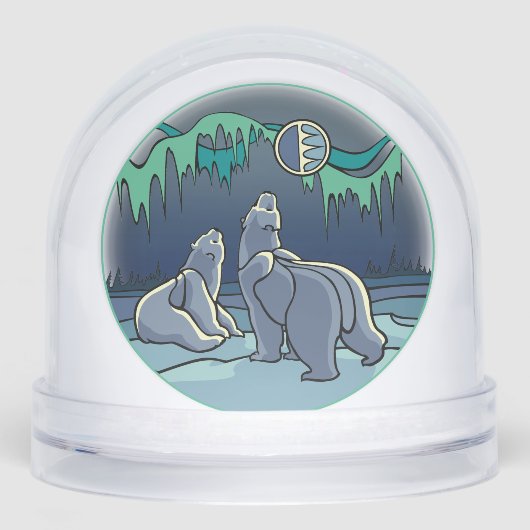 Bear Snow Globe Custom Polar Bear & Cubs Snowglobe Sneeuwbol (Voorkant)