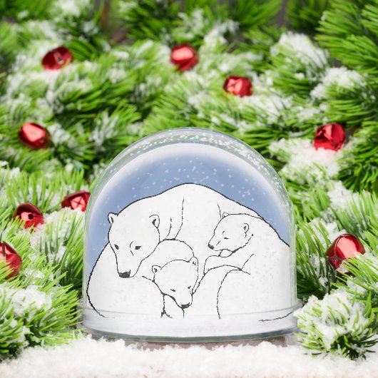 Bear Snow Globe Custom Polar Bear & Cubs Snowglobe Sneeuwbol (Kerstmis)