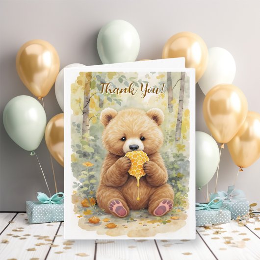 Bear Themed Thank You Note for Baby Shower Gifts Kaart