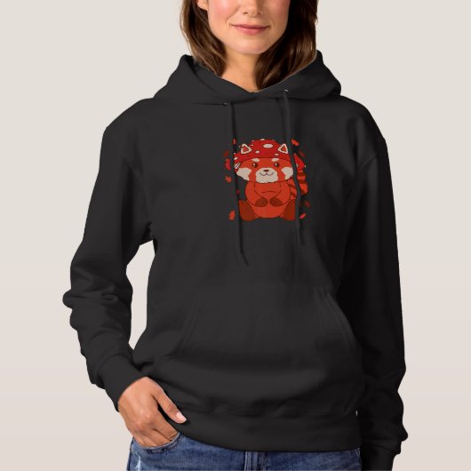 Bear Toadstool Hat Autumn Cat Bear Red Panda Hoodie (Voorkant)
