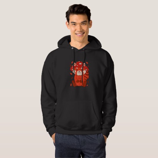 Bear Toadstool Hat Autumn Cat Bear Red Panda   Hoodie (Voorkant volledig)