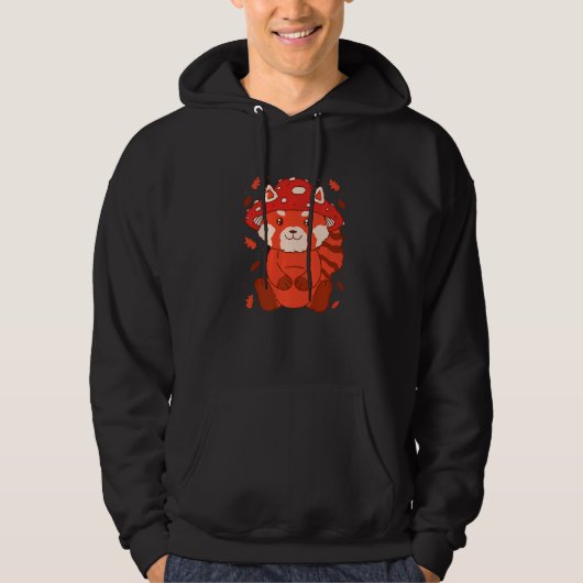 Bear Toadstool Hat Autumn Cat Bear Red Panda   Hoodie (Voorkant)