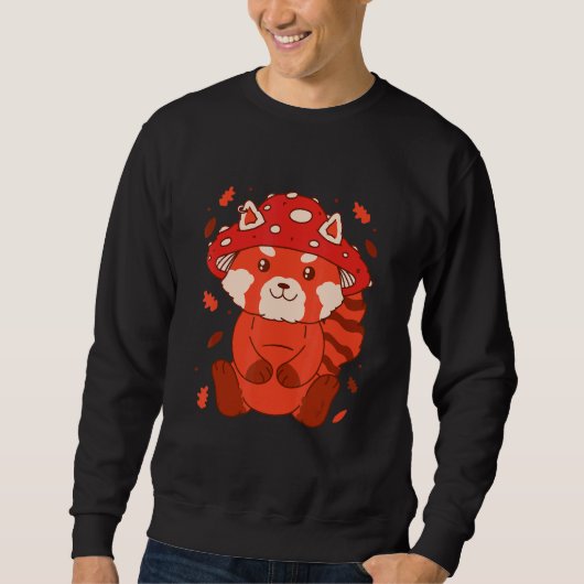 Bear Toadstool Hat Autumn Cat Bear Red Panda Trui (Voorkant)