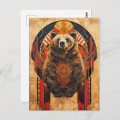 Bear Totem – Strength in Deco Style Briefkaart (Voorkant / Achterkant)