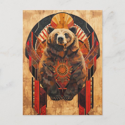 Bear Totem – Strength in Deco Style Briefkaart (Voorkant)