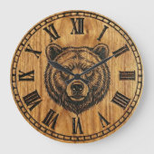 Bear Wall Clock - Wooden Style Design Grote Klok (Voorkant)