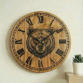 Bear Wall Clock - Wooden Style Design Grote Klok