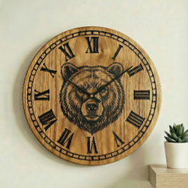 Bear Wall Clock - Wooden Style Design Grote Klok