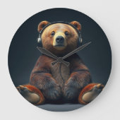 Bear Wearing Headphones Grote Klok (Voorkant)
