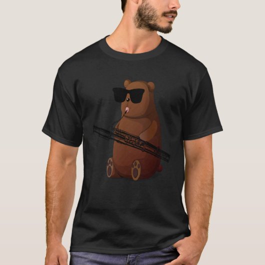 Bear Wearing Sunglasses Playing Bassoon T-shirt (Voorkant)