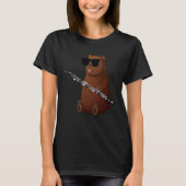 Bear Wearing Sunglasses Playing Oboe T-shirt (Voorkant)