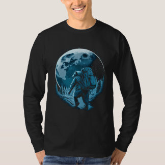 Bear With Backpack Travels On The Moon Graphic T-shirt