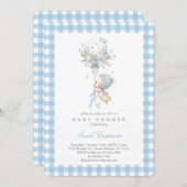 Bear with Balloon Baby Shower Boy Kaart (Voorkant / Achterkant)