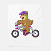 Bear with Bicycle & Helmet Fleece Deken (Voorkant)