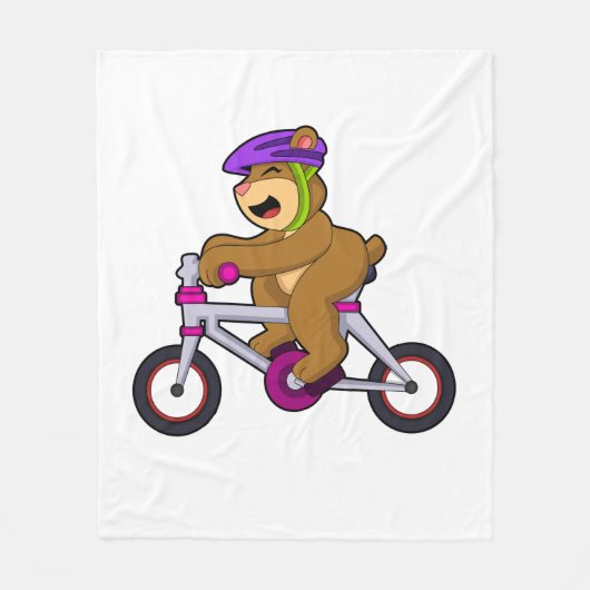 Bear with Bicycle & Helmet Fleece Deken (Voorkant)