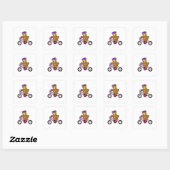 Bear with Bicycle & Helmet Vierkante Sticker (Vel)