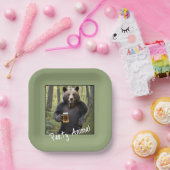 Bear with Birthday Beer Papieren Bordje (Feest)