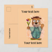 Bear with flowers. Customizable Briefkaart (Voorkant / Achterkant)