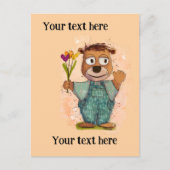 Bear with flowers. Customizable Briefkaart (Voorkant)
