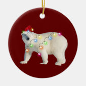 BEAR With Hat Lights Christmas Keramisch Ornament (Voorkant)