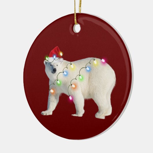 BEAR With Hat Lights Christmas Keramisch Ornament (Links)