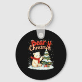 Bear-y Christmas Cute Lar Bear Holiday Pun Gift  Sleutelhanger (Voorkant)