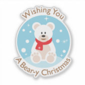 Bear-y Christmas Greeting Custom-Cut Vinyl Sticker (Voorkant)