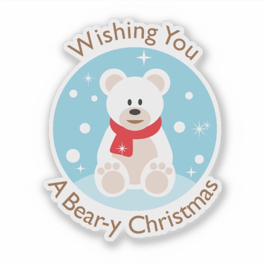 Bear-y Christmas Greeting Custom-Cut Vinyl Sticker (Voorkant)