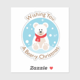 Bear-y Christmas Greeting Custom-Cut Vinyl Sticker