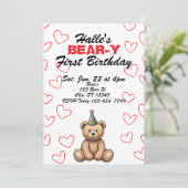 BEAR-Y First Birthday, cute teddy bear birthday Kaart (Staand voorkant)