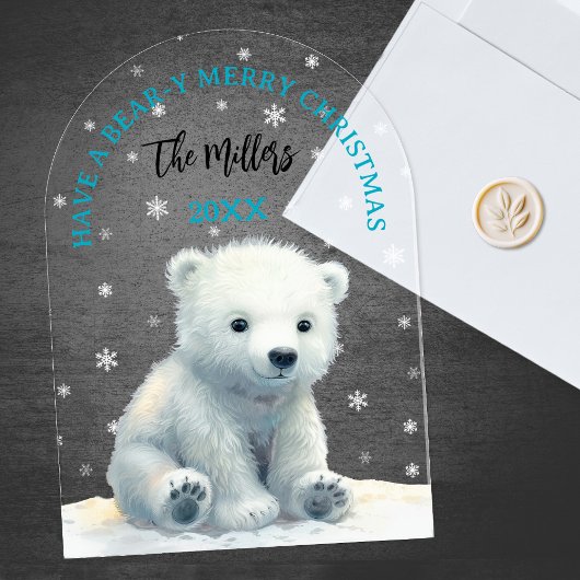 Bear-y Merry Christmas Polar Bear Christmas Card Acryl Uitnodigingen