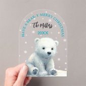Bear-y Merry Christmas Polar Bear Christmas Card Acryl Uitnodigingen (Insitu (Draagbaar))