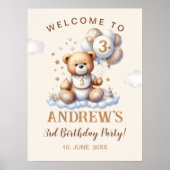 Bear-y Sweet 3rd Birthday – Nursery or Party Poster (Voorkant)