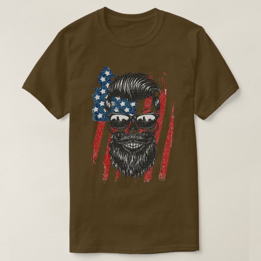 Beard American Flag Classic TShirt (Design voorkant)