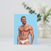 Beard & Brightness: The Modern Man in Retro Style Briefkaart (Staand voorkant)