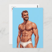 Beard & Brightness: The Modern Man in Retro Style Briefkaart (Voorkant / Achterkant)