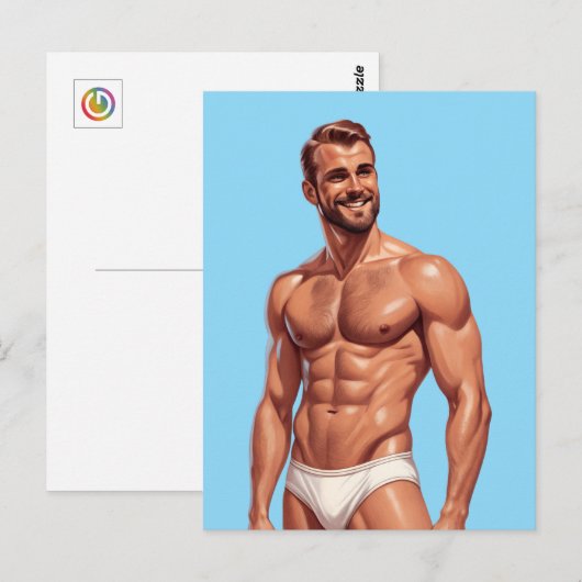 Beard & Brightness: The Modern Man in Retro Style Briefkaart (Voorkant / Achterkant)