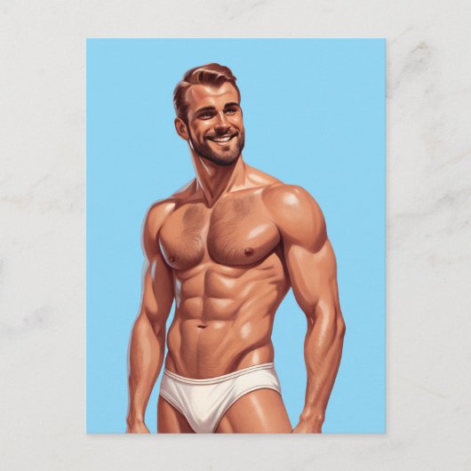 Beard & Brightness: The Modern Man in Retro Style Briefkaart (Voorkant)