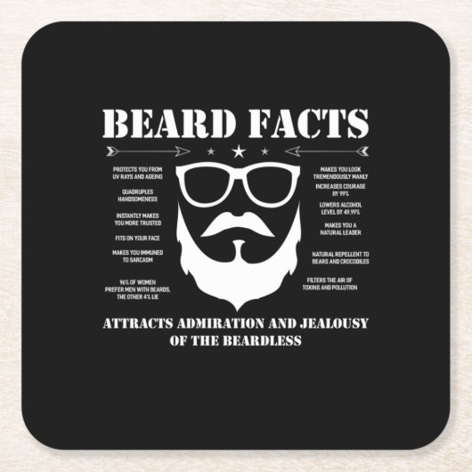 Beard Facts Kartonnen Onderzetters (Voorkant)