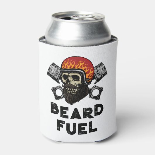 BEARD FUEL Funny Mannen Skull & Flames Joke Gift Blikjeskoeler (Blikje Voorkant)