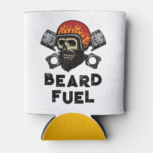 BEARD FUEL Funny Mannen Skull & Flames Joke Gift Blikjeskoeler (Voorkant)